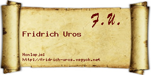 Fridrich Uros névjegykártya